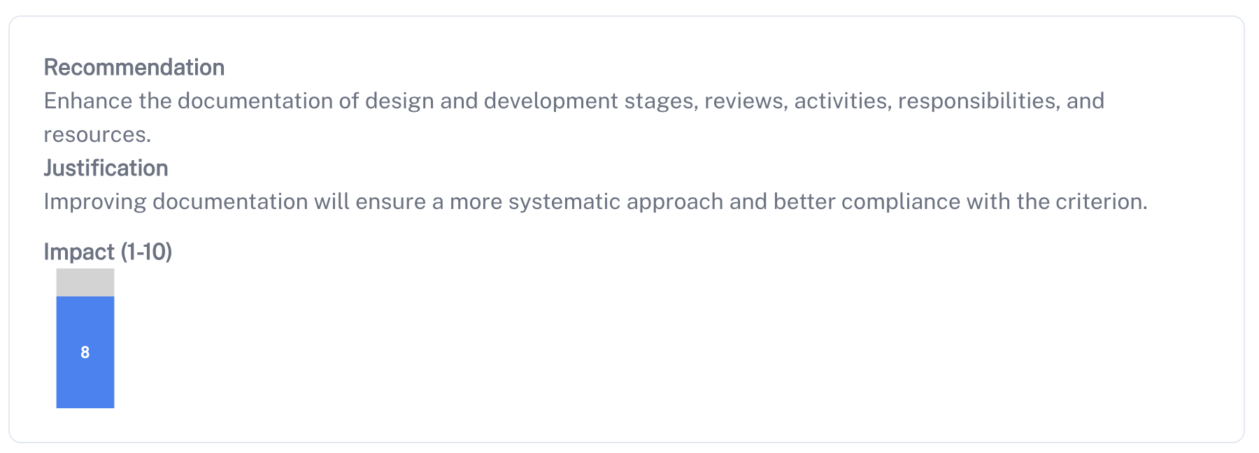 Prioritized recommendations with impact scores